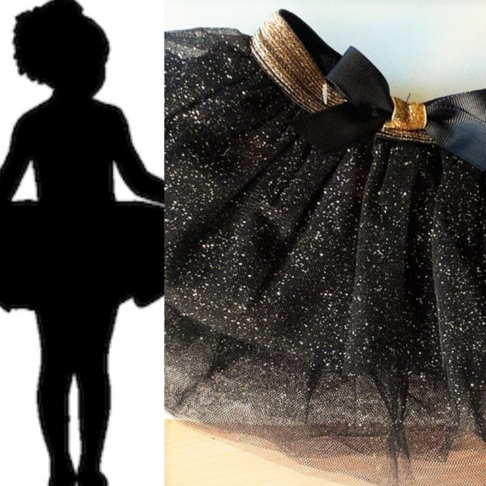 Ballerina Tutu 6M - 9M Toddler Skirt Black Gold Sparkle Christmas Costume Dance